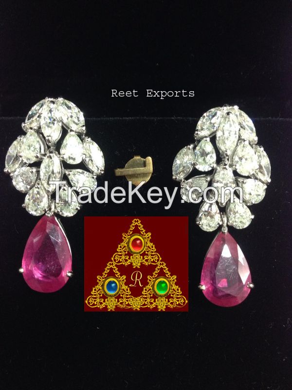 Diamond and ruby earrings