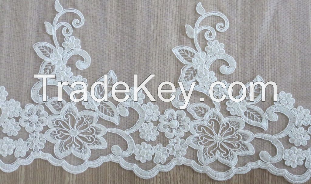 bridal veil embroidered lace trim