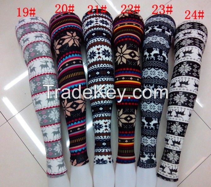 women christmas leggings snow deer tights leggings retail and wholesale