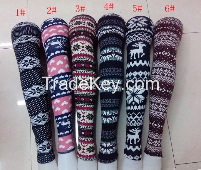 women christmas leggings snow deer tights leggings retail and wholesale