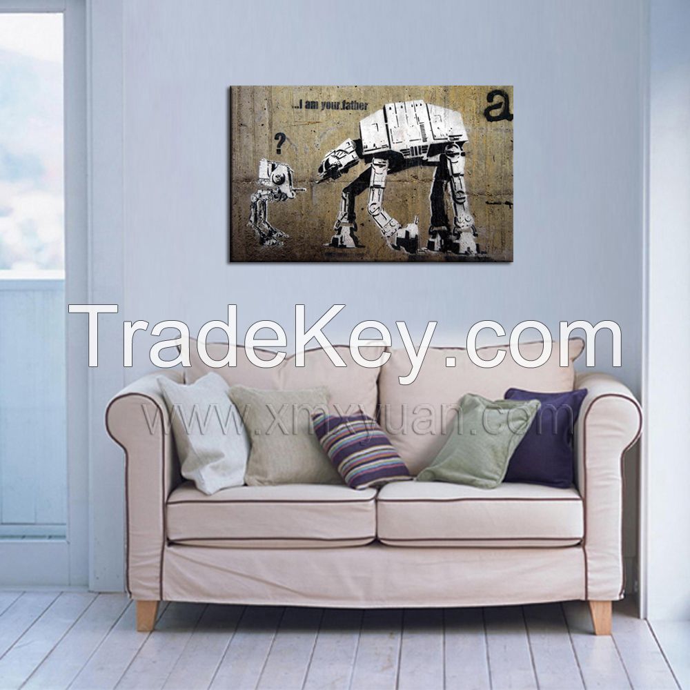 Stretched Canvas Art, Banksy Street Graffiti Art, "I am Your Father", 80x50cm, Liven Up Home Office Hotel Decor painting