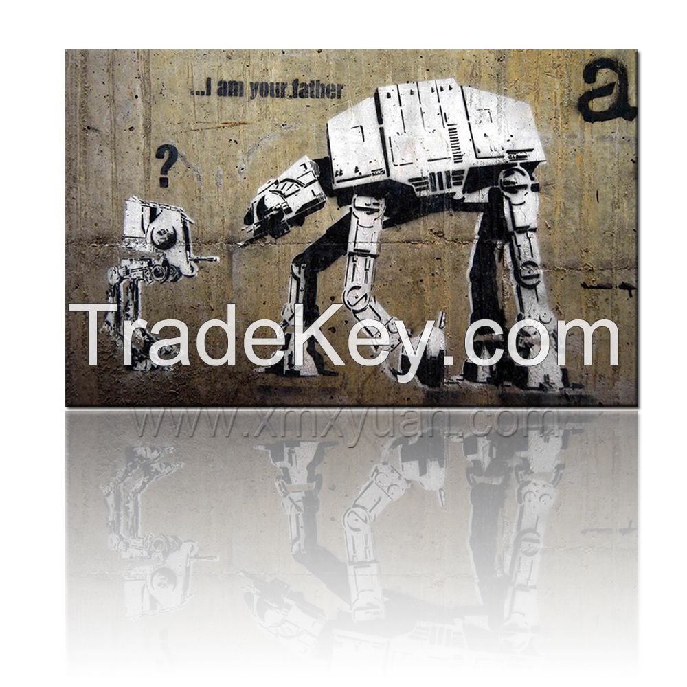 Stretched Canvas Art, Banksy Street Graffiti Art, "I am Your Father", 80x50cm, Liven Up Home Office Hotel Decor painting