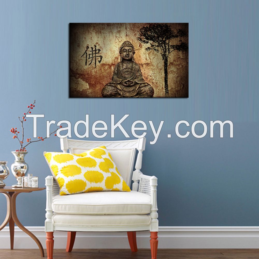 Stretched Framed Canvas Prints, Peaceful BUDDHA, 20"x32", Brighten Home Decoration Wall Art