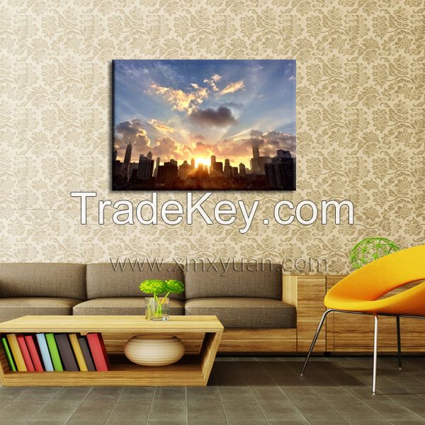 Stretched Canvas Prints, Gallery Wrap Wall Art, Chicago Awakens, Morning Sunrise, Liven Up Home Office Hotel Decor