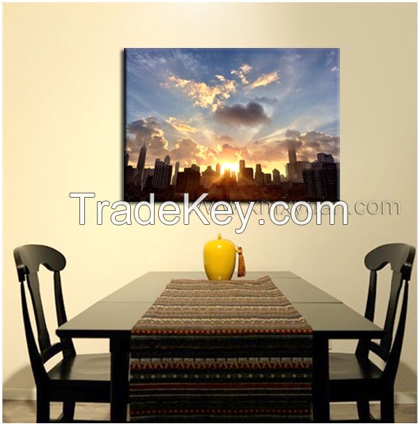 Stretched Canvas Prints, Gallery Wrap Wall Art, Chicago Awakens, Morning Sunrise, Liven Up Home Office Hotel Decor