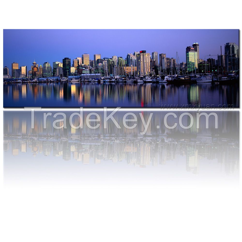 Huge Canvas Wall Art, Gallery Wrap Frame, Panoramic Cityscape Wall Pictures, Poster Prints, 120x40cm, Ready to Hang onto Wall