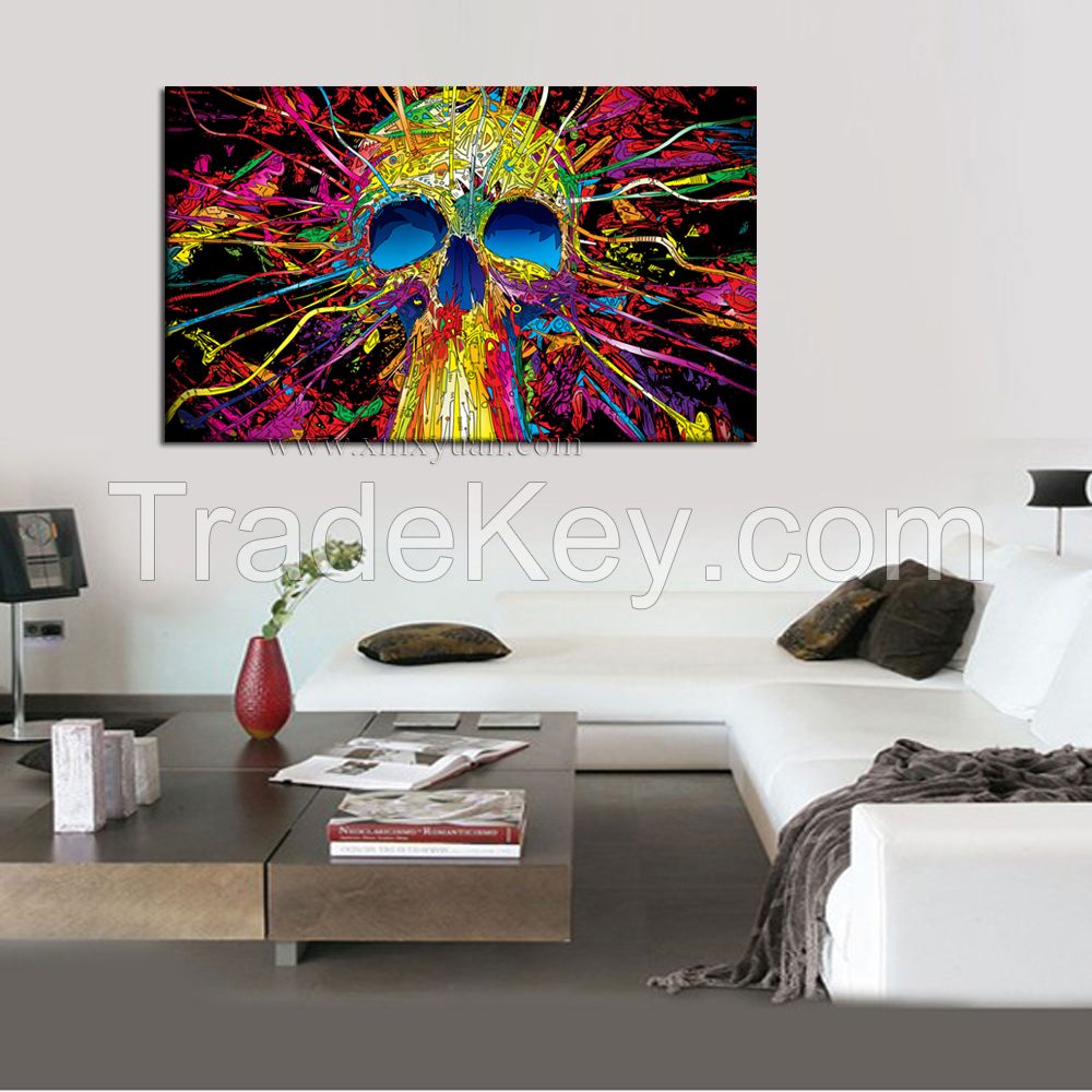 Custom Make Canvas Wall Art, Galllery Wrap Frame, Abstract Skull Poster Prints, Fresh Home Decor Use