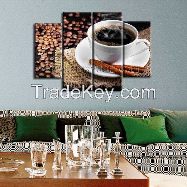Canvas Wall Art, Gallery Wrap Frame, Coffee Beans Wall Pictures Prints, 4 panels a set, Brighten Home Decor Use