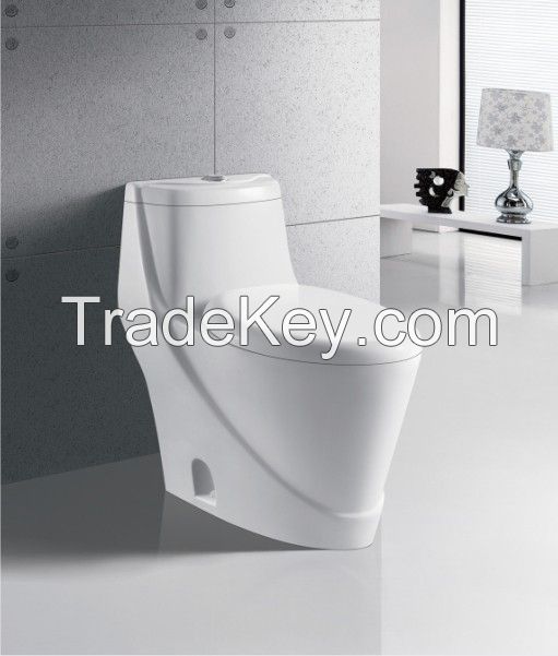 chaozhou ceramic bathroom washdown one piece toilet with built-in bidet P-trap 180mm