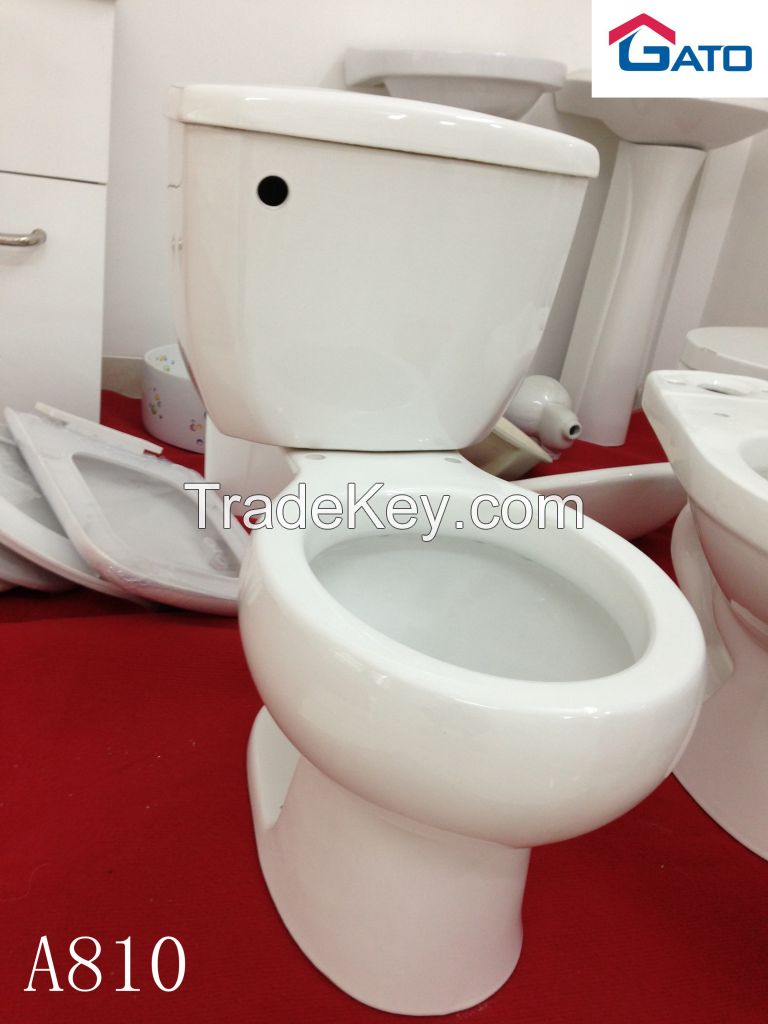 chaozhou economic ceramic bathroom Siphonic two piece toilet with S-trap 300mm