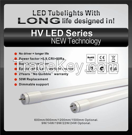 AC driverless dimmable led tube light lamp