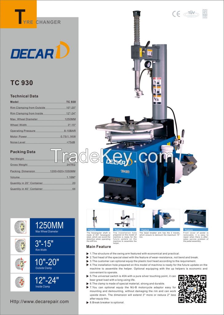 Semi-automatic tire changer for auto workshop