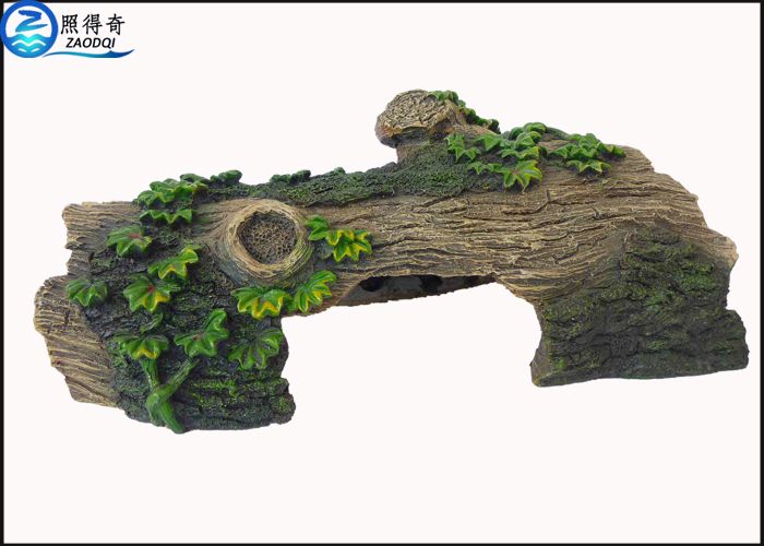 Tree Aquarium Ornament With Green Plants Decorations, Wood Aquarium Craft
