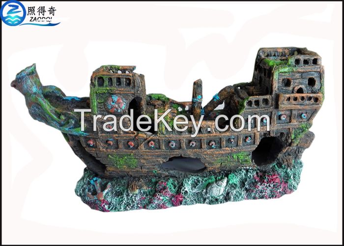 Archaic Ship Aquarium Resin Ornaments Retro Cool Fish Tank Decorations