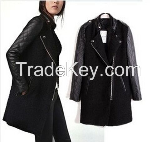 2014 women's winter berber fleece thickening medium-long woolen trench