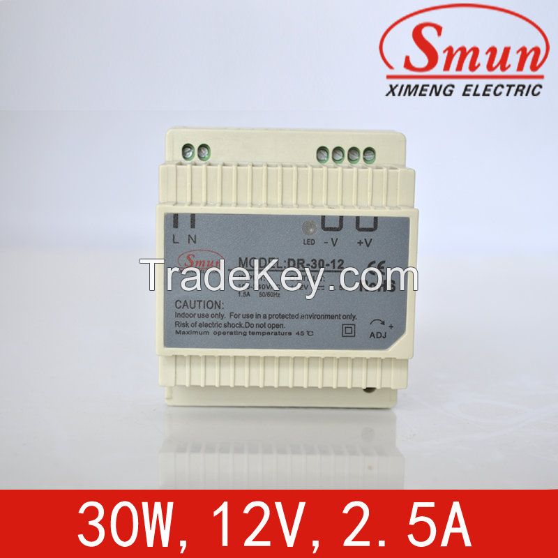 30W12V2.5A single output dinrail ac/dc switching power supply with CE ROSH 2 year for monitoring