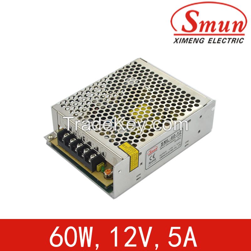60W12V5A single output nonwaterproof ac/dc switching power supply with CE ROSH 2 year warranty for medical treatment