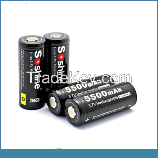 soshine 2600mah 3.7v 18650 li-ion battery with Safety Circuitry