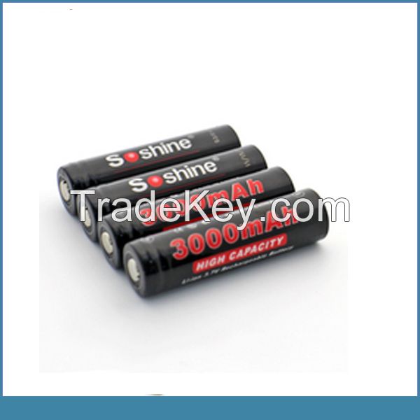 soshine protected 3400mah 3.7v 18650 li-ion rechargeable battery