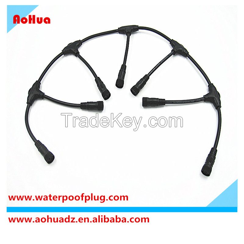 2pin AoHua waterproof cable T connector