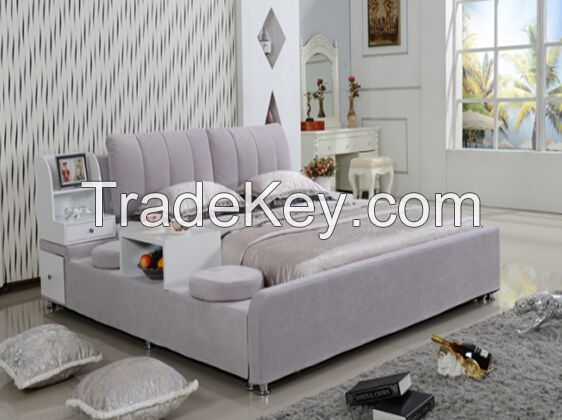 Fashion modern soft bed, fabric bed, bedroom furniture