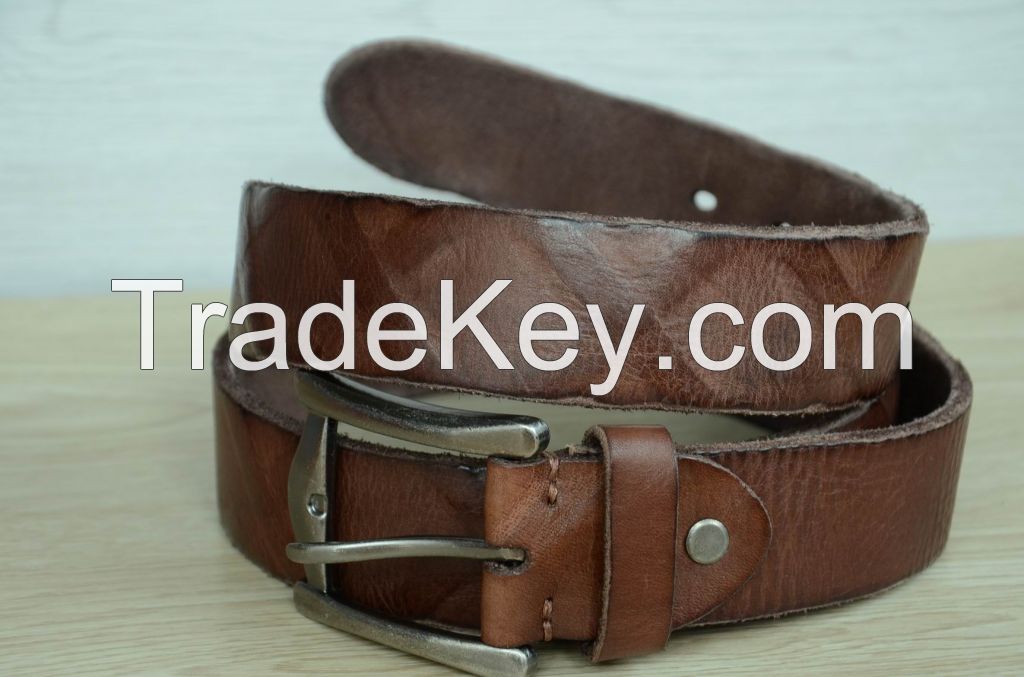 100% Genuine Cowskin leather belt Men's belt Brown Durable Distressed Cowhide Belt 