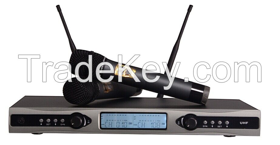 Professional Dual Channel UHF PLL Wireless Microphone System