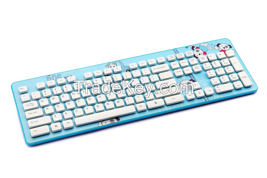 Cartoon Design Waterproof Standard Wired Colorful USB Standard Keyboard VT-610 With CE, FCC