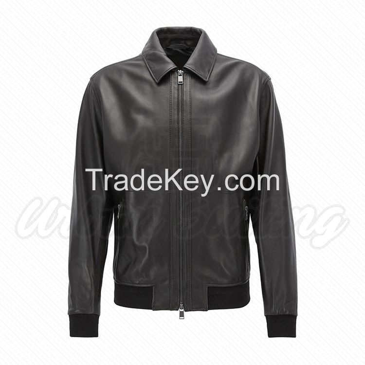 Men Bomber Style Leather Fashion Jacket