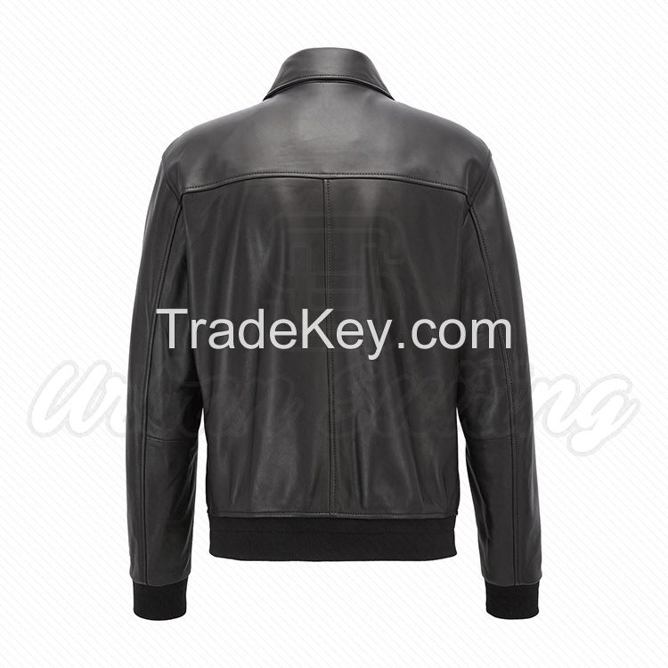 Men Bomber Style Leather Fashion Jacket