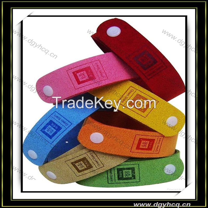 1.4mm thick full color faux suede leather baby Mosquito repellent bracelet