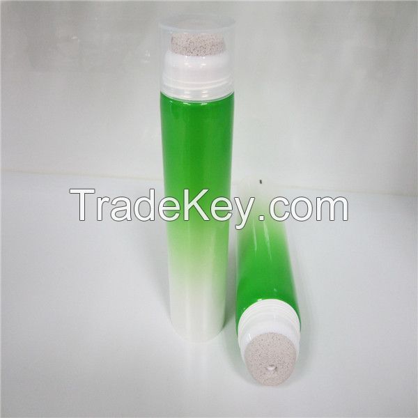 Plastic tube with lava applicator for massage