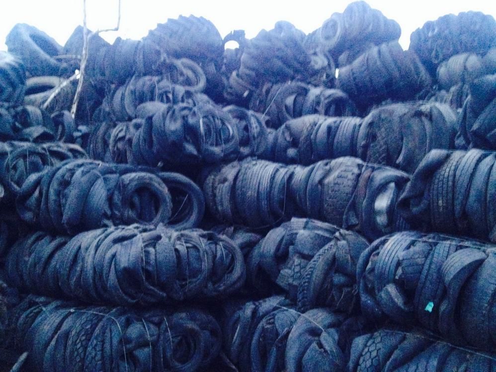 Baled used tires scrap
