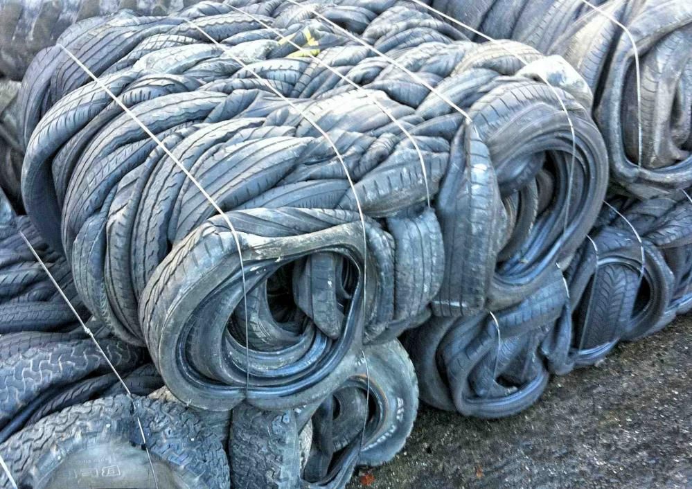 Baled used tires scrap