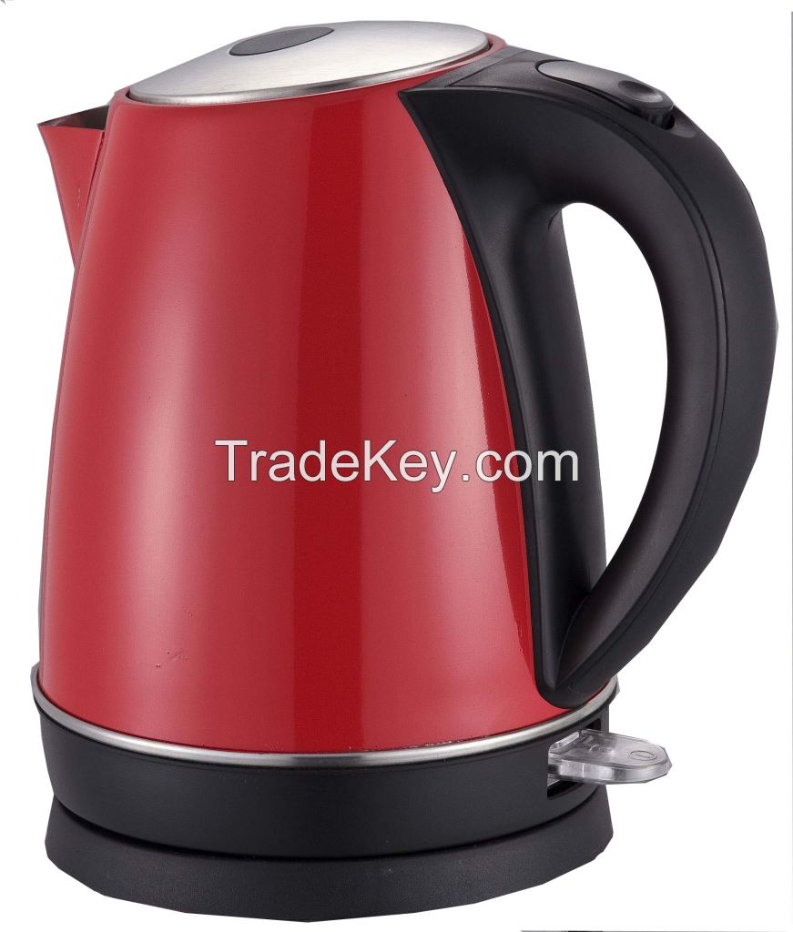 Red color 1.7L Cordless stainless steel electric kettle