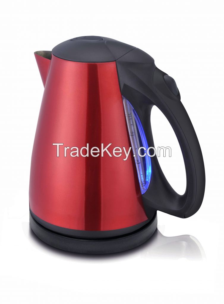 Red color Cordless stainless steel electric kettle