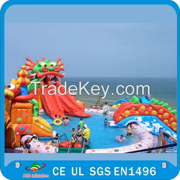 Giant Kids Inflatable Water Park For Hotel Swimming Pool , Beach Party