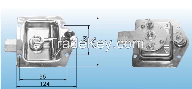 Paddle T handle lock for trailer and truck