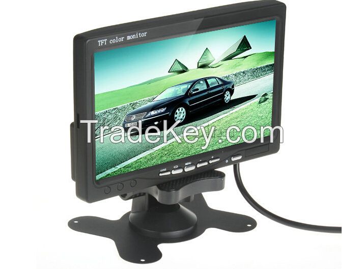 7" TFT Color LCD Headrest Car Parking Rear View Reverse Monitor With 2 Video Input 2 AV In For DVD VCD Reversing Camera