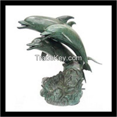 Bronze Dolphins Statue