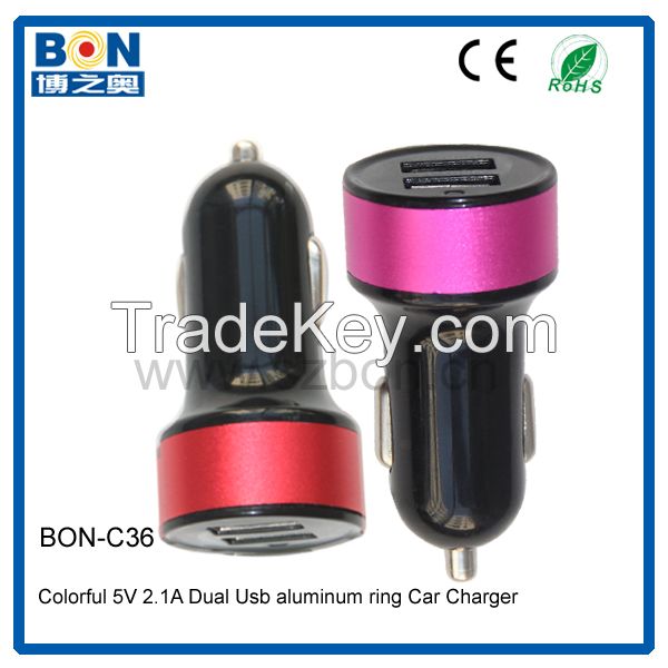 Portable 5V 2.1A dual usb car charger 