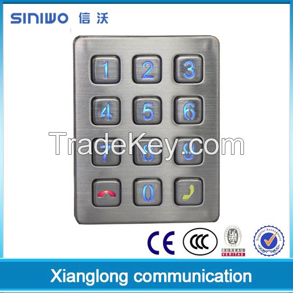 4x3 12 Keys Matrix Stainless Steel Backlit Illuminated Backlit Keypad