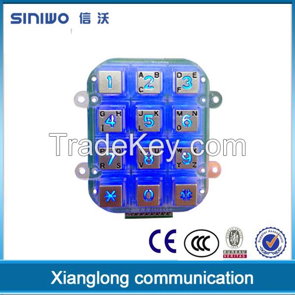 zinc alloy 4x3 metal keypad digital door lock illuminated backlit telephone keypad
