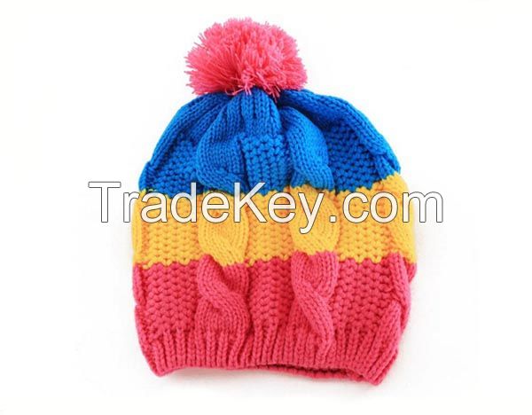 Cute Knitted Winter Hat with Head ball for kids