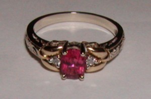 14K Gold 2-Tone PINK TOURMALINE RING