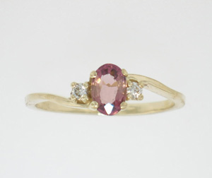 .56 Pink Tourmaline 6x4mm Ovl .10ct Diamond Ring 14k YG