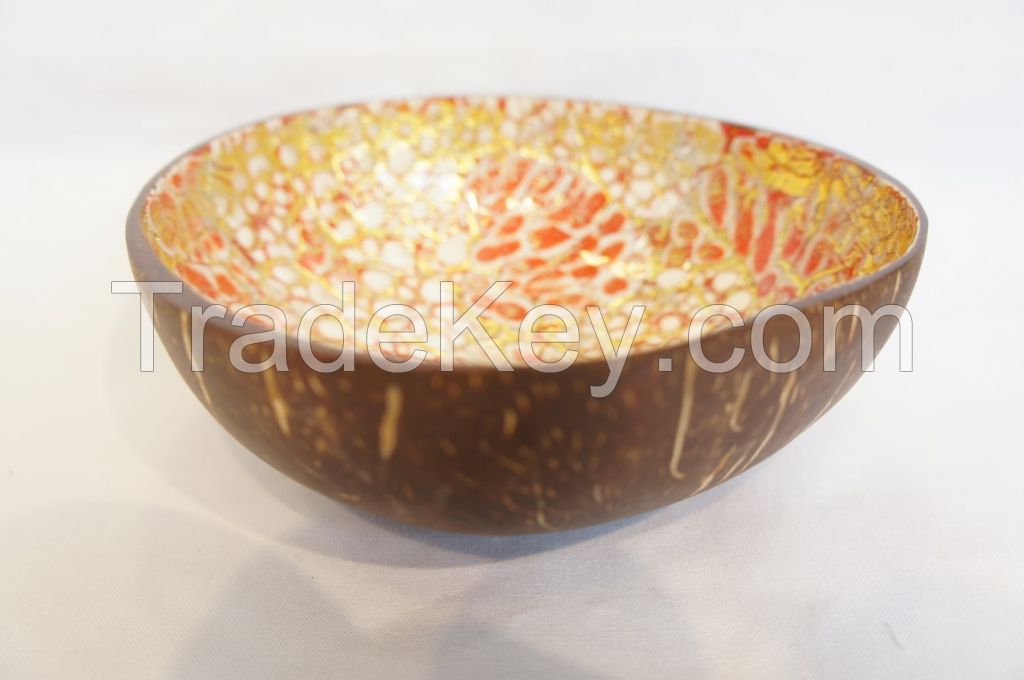 coconut shell bowl blue color eggshell inlaid handmade in Vietnam high quality bowl