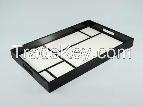regtangle decor lacquer tray with black and white color