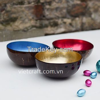 lacquer bowl eggshell inlaid heart shape coconut shell bowl in Vietnam high quality bowl