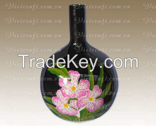 lacquer vase handmade in Vietnam gold metallic color